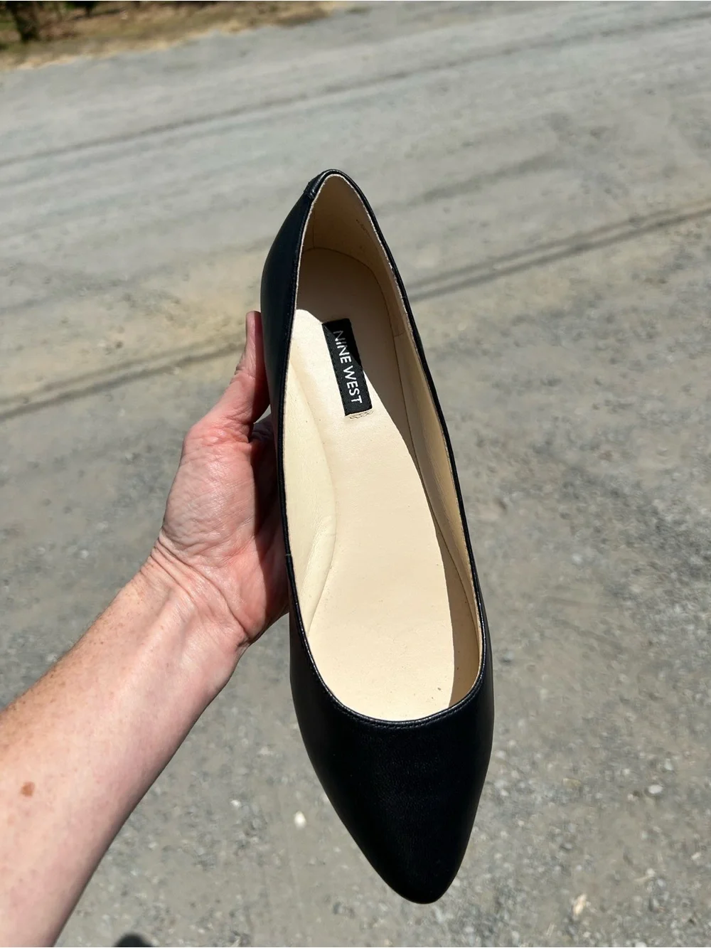 Nine West Black Leather Slip-On Ballet Flat